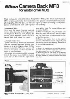 Nikon Backs - all manual. Camera Instructions.